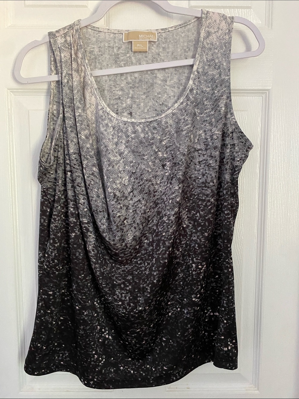 Michael Kors Black and Gray Ombre Drape Tank Top Great Condition